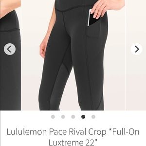 Lululemon Pace Rival Crop *Full-On Luxtreme 22 sz4